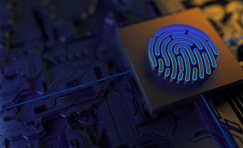 Digital fingerprint representing cybersecurity and data protection